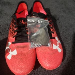 Under Armor Sprint Cleats Black and Pinkish Red